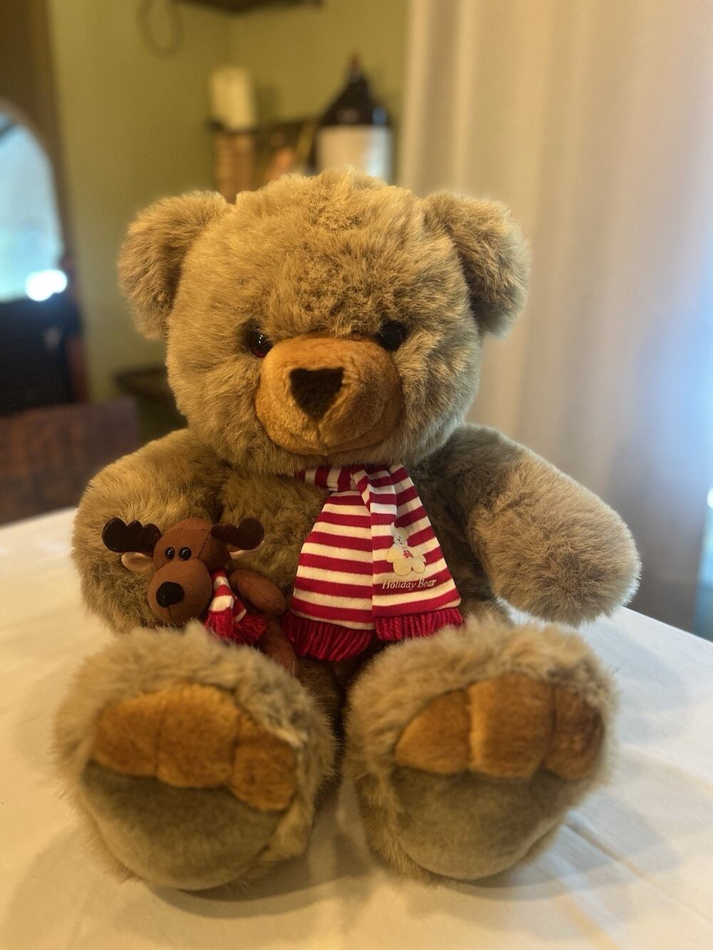 Vintage JC Penney Holiday Collection Teddy Bear Reindeer Stuffed Plush Toy 24 In